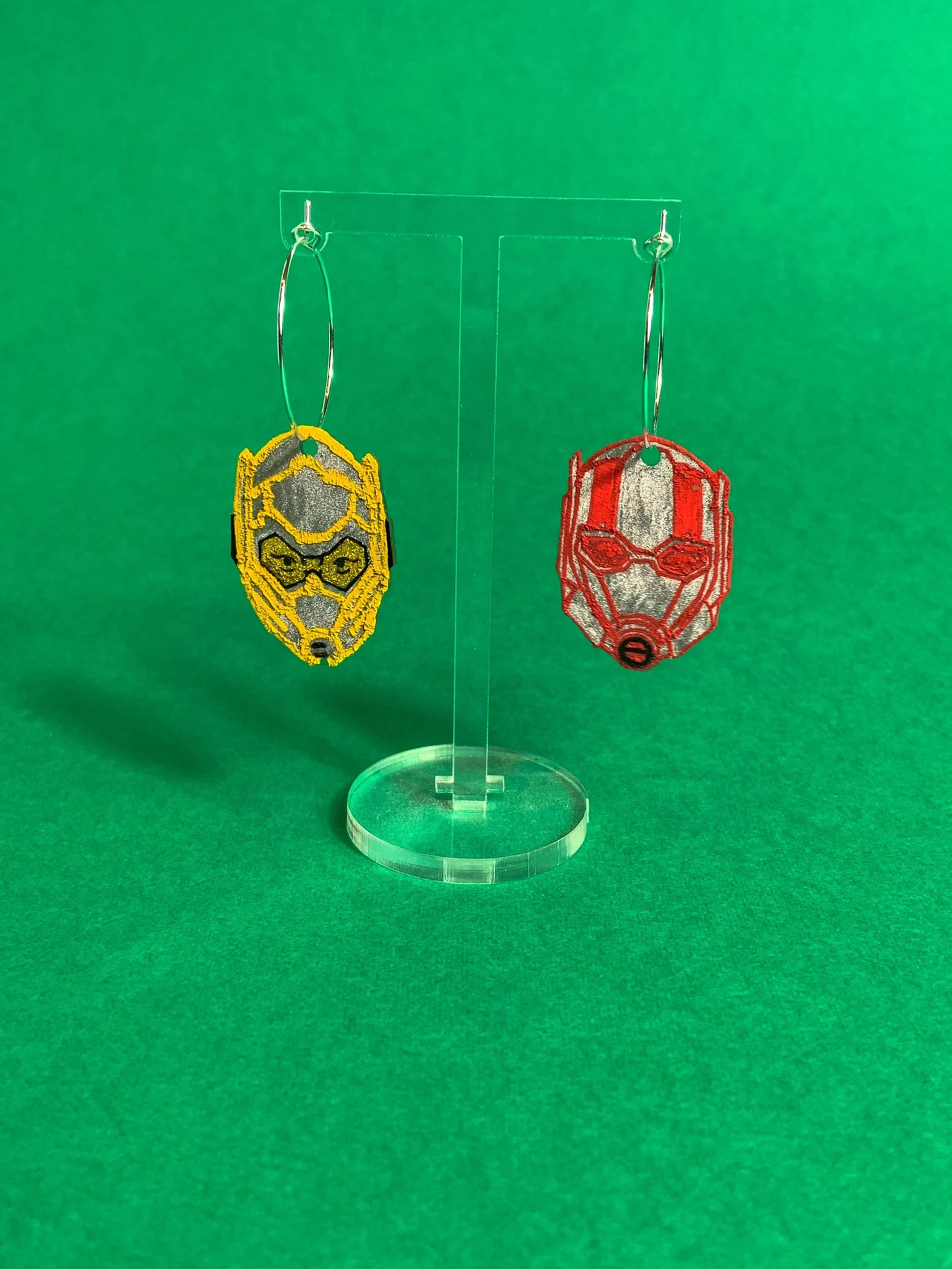 Wanda and Vision Marvel Avengers Inspired Hand-Drawn Hoop Earrings - Gold and Silver Fish Hook or Hoop Options